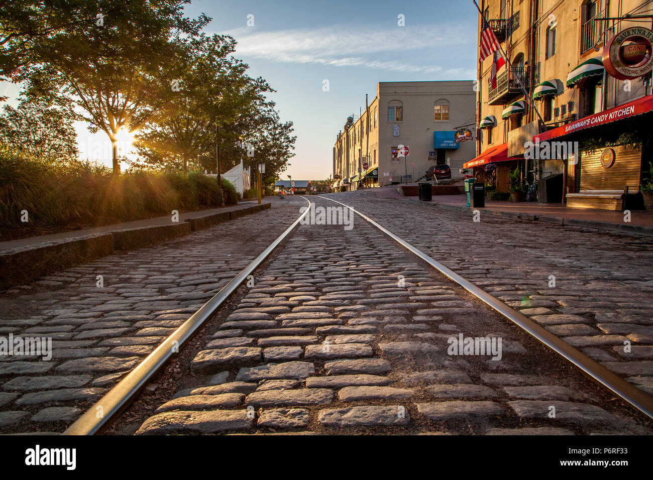 Sunrise a Savannah's River District Foto Stock
