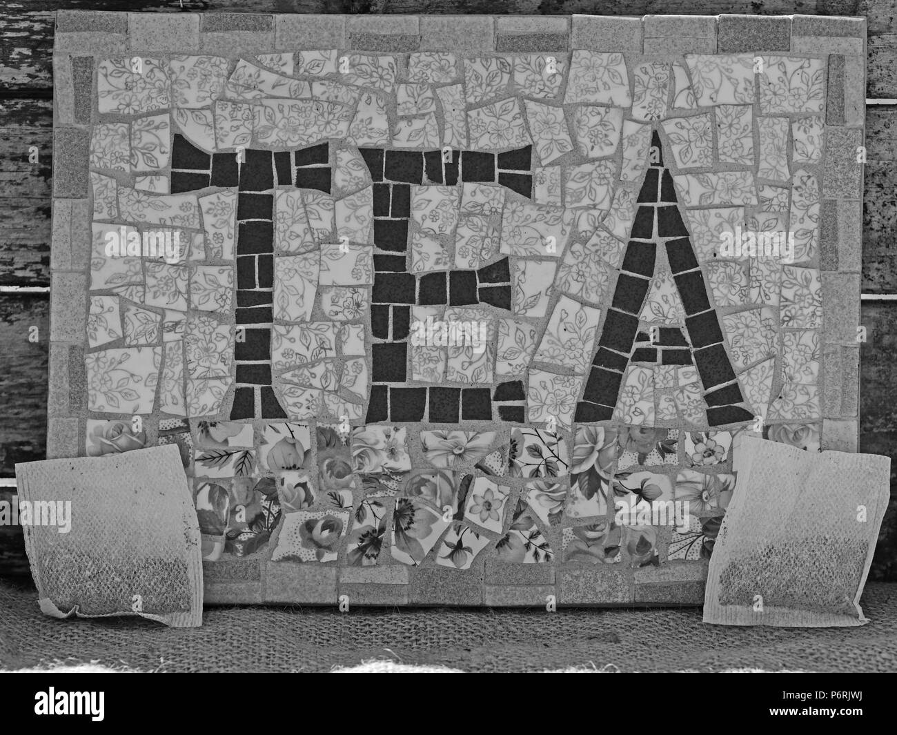 Mosaico utilizzando vintage cina monocromatico Foto Stock