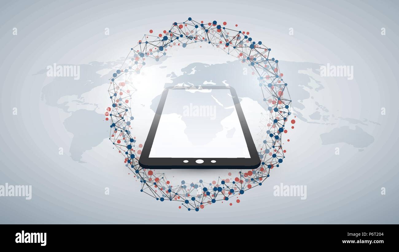 Digitale Connessioni di rete, tecnologia Mobile sfondo - Cloud Computing Design Concept Illustrazione Vettoriale