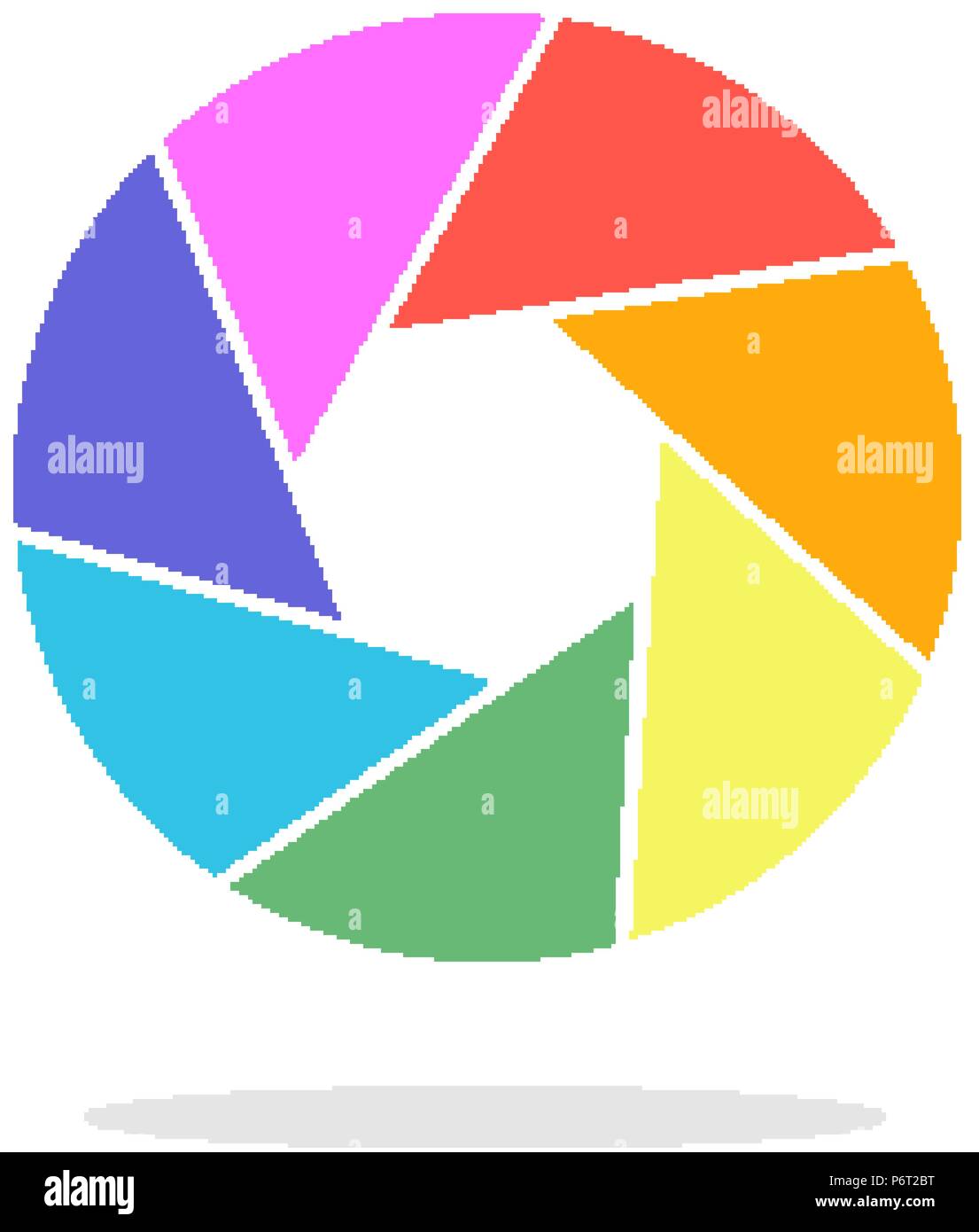 Luminose fotocamera phote simbolo di apertura. Lente logo del diaframma Illustrazione Vettoriale