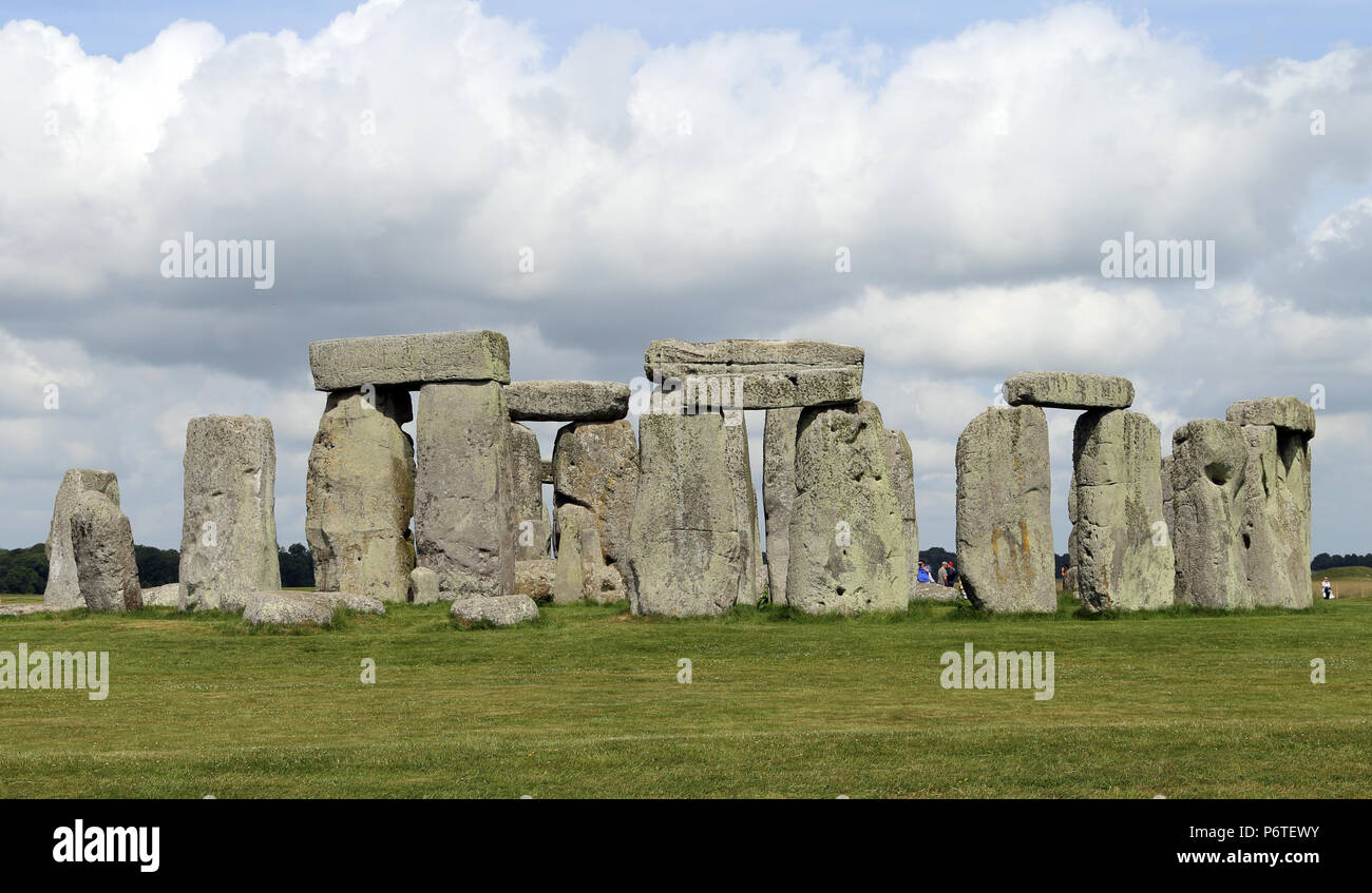 Vista di Stonehenge nel Wiltshire, Inghilterra, Regno Unito. Patrimonio mondiale dell UNESCO Foto Stock