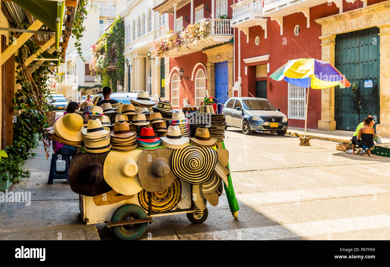 Una vista tipica di Cartagena Colombia. Foto Stock