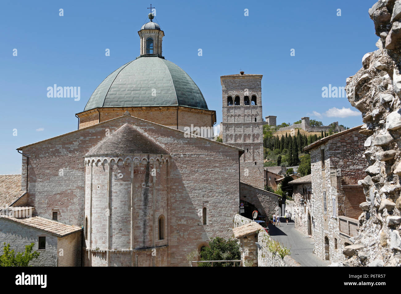 La Cattedrale di San Rufino da dietro, Assisi, Umbria, Italia, Europa, Assisi, Umbria, Italia, Europa Foto Stock