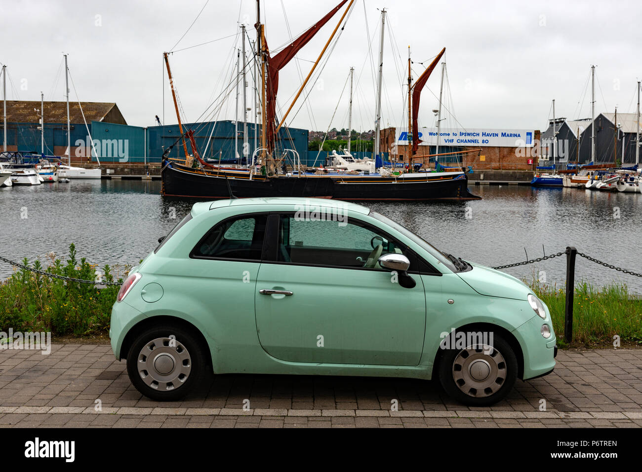 Fiat 500 auto, Ipswich, Suffolk, Inghilterra. Foto Stock