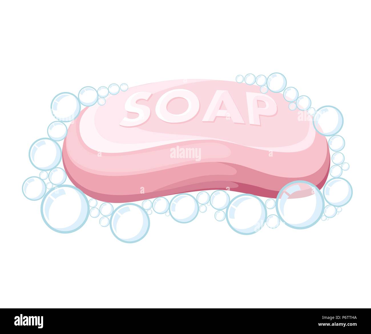 Rosa saponetta. Bolle di sapone. Bagno colorato icona. Piatto illustrazione vettore isolato su sfondo bianco. Illustrazione Vettoriale