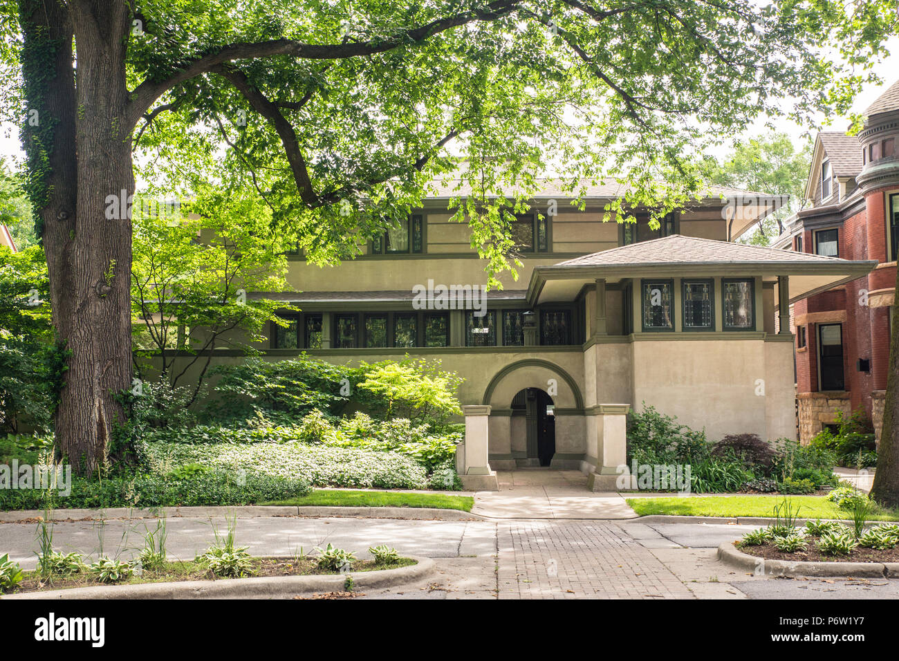 OAK Park, Illinois - Giugno 25, 2018: Street View di Frank Thomas Home progettato dal rinomato architetto Frank Lloyd Wright. Foto Stock