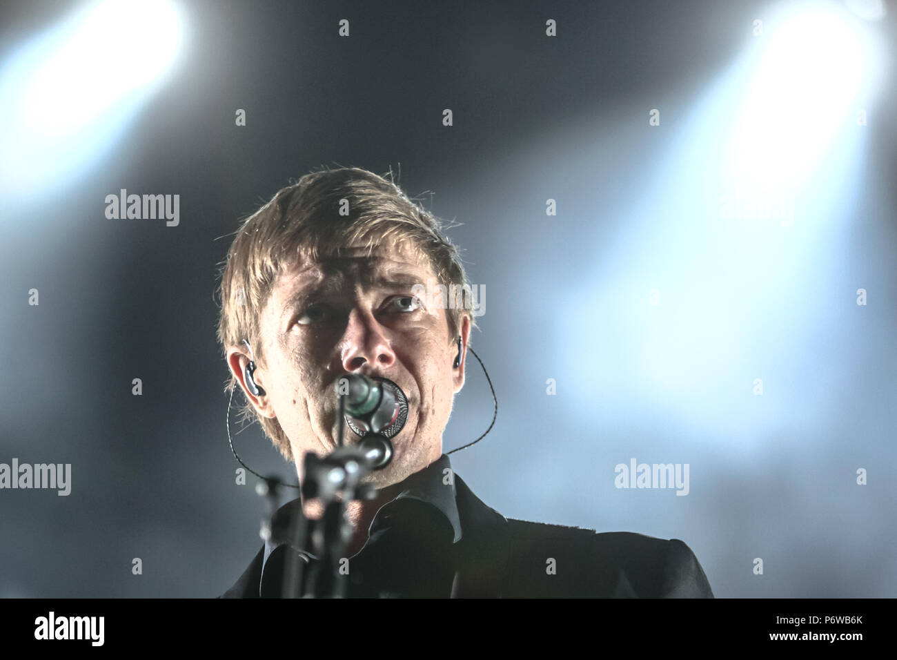 Zagabria, Croazia - 27 Giugno 2018 : American rock band Interpol esegue sul palco principale durante il XIII Festival INmusic situato sul lago Jarun Foto Stock