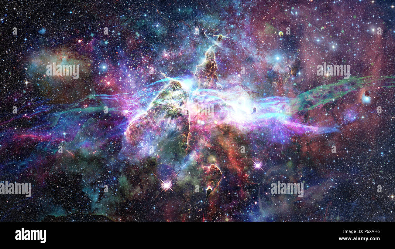 Mystic Mountain. Nella regione della Carina Nebula immagine mediante il telescopio spaziale Hubble. Gli elementi di questa immagine fornita dalla NASA. Foto Stock