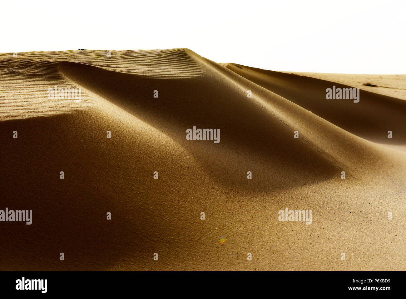 Le dune di sabbia nel deserto di Arabia Saudita. Nessun uomo, nessuna vita solo sabbia ogni dove e solo sabbia e il cielo in background Foto Stock