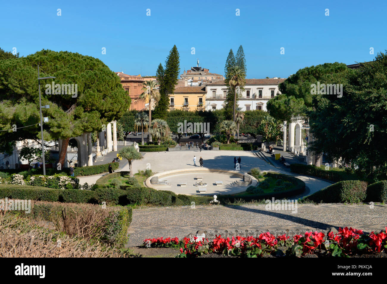 Brunnen, Stadtpark, Villa Bellini, Catania, Sizilien, Italien Foto Stock