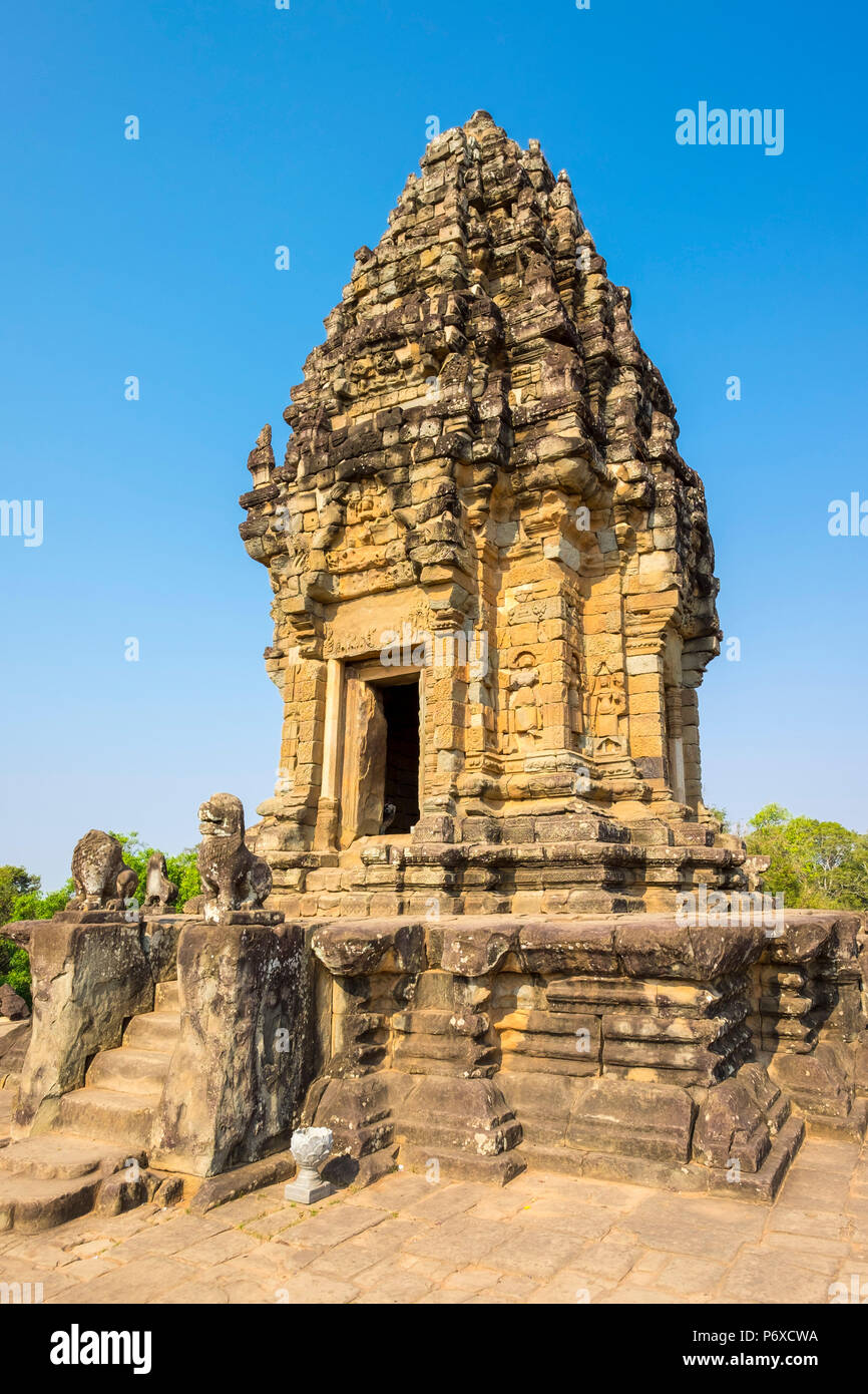 Prasat Bakong rovine di templi, Roluos, Sito Patrimonio Mondiale dell'UNESCO, Siem Reap Provincia, Cambogia Foto Stock