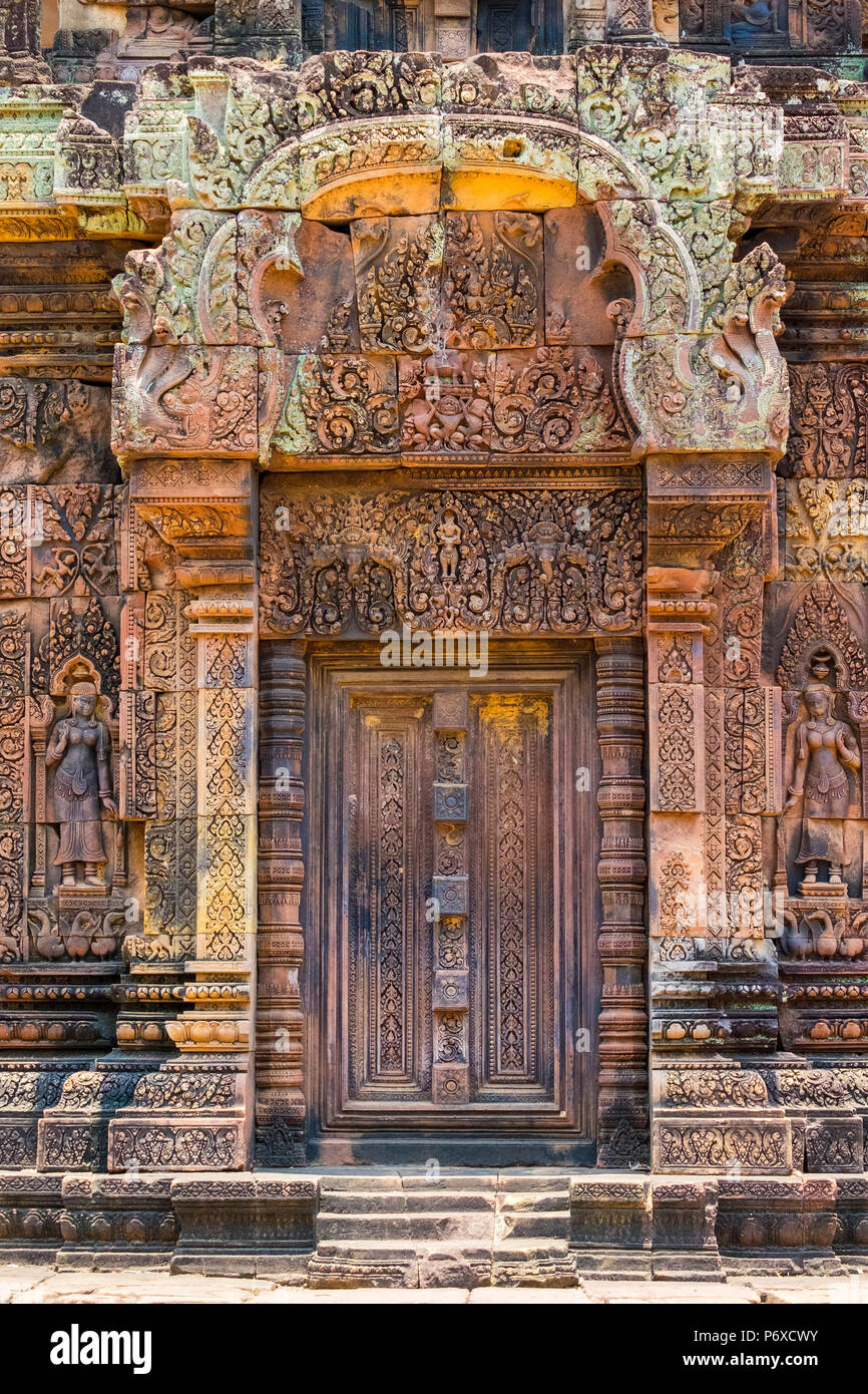 Prasat Banteay Srei rovine di templi, Sito Patrimonio Mondiale dell'UNESCO, Siem Reap Provincia, Cambogia Foto Stock