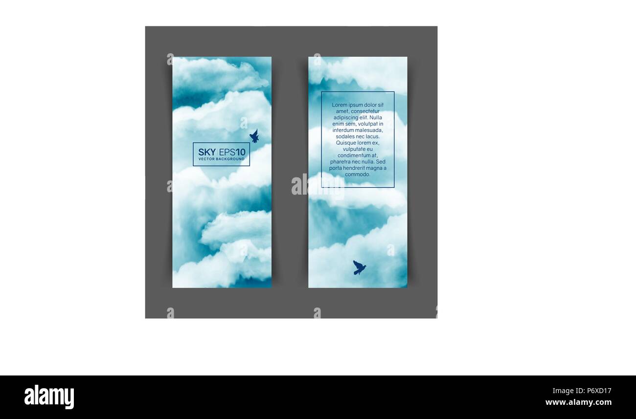 Acquerello del bianco e del blu cielo Illustrazione Vettoriale