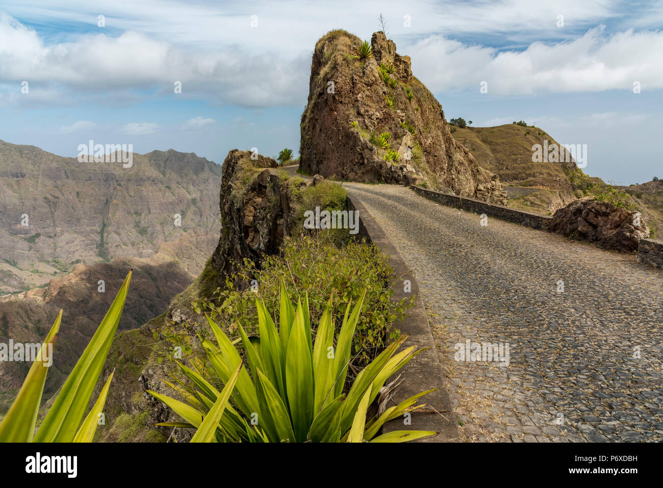 Africa, Capo Verde, Santo Antao. La vecchia strada panoramica. Foto Stock