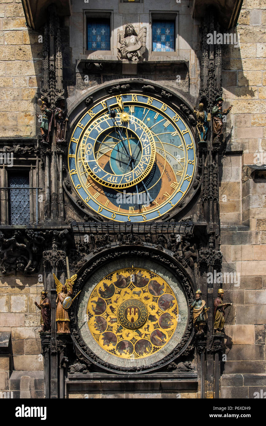 L'orologio astronomico di Praga, Praga, Boemia, Repubblica Ceca Foto Stock