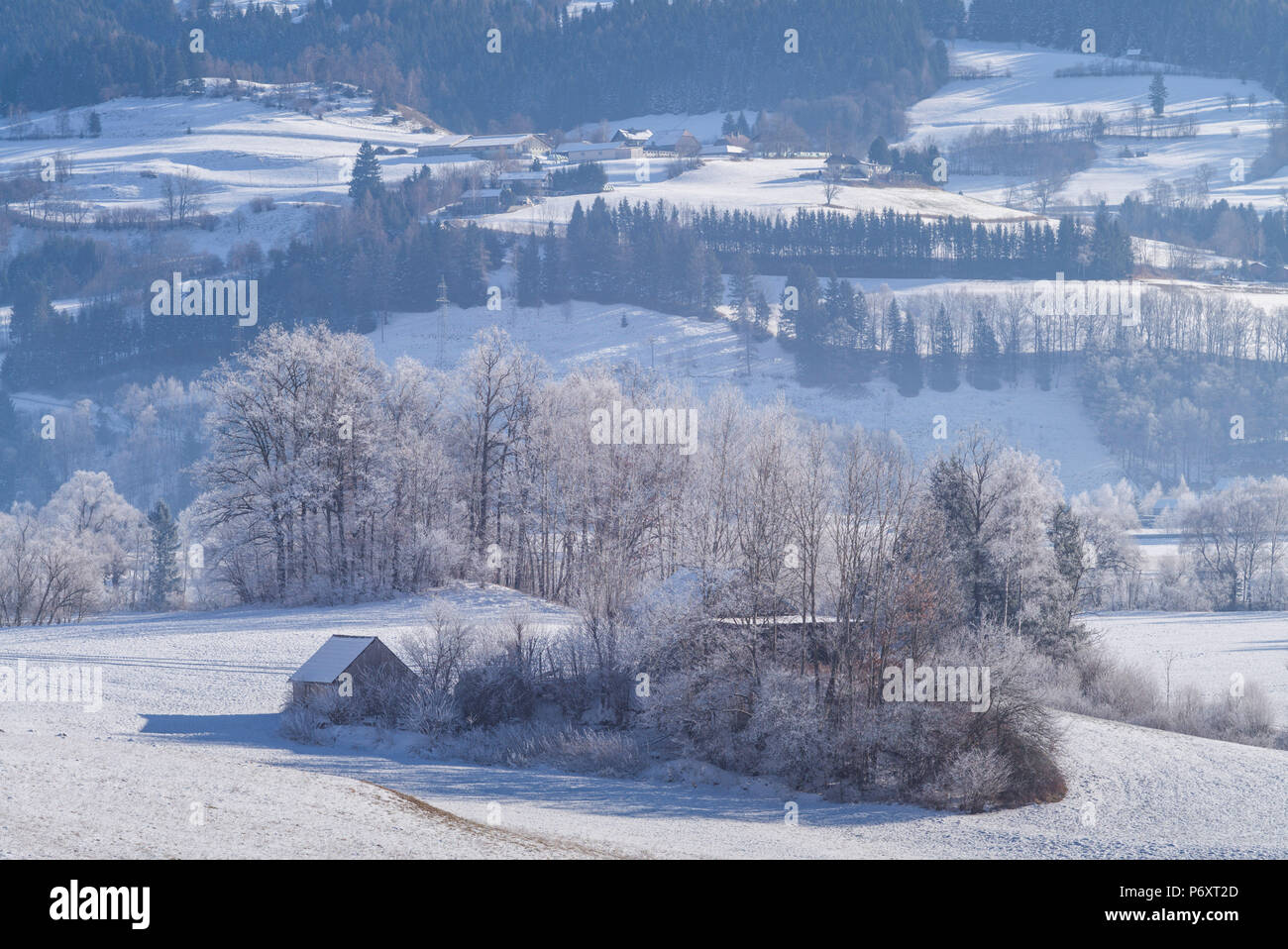 L'Austria, la Stiria, Oblarn, paesaggio invernale Foto Stock