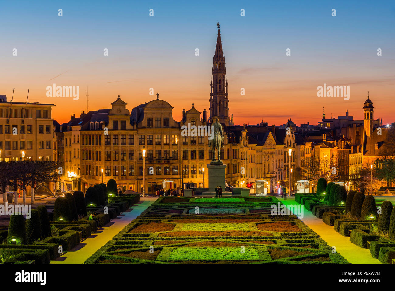 Centro citta' skyline da Mont Des Arts, Bruxelles, Belgio Foto Stock