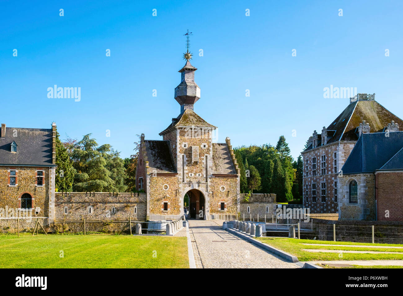 Belgio, Waloon (regione Vallonia), provincia di Liegi. Chateau de Jehay Castello. Foto Stock