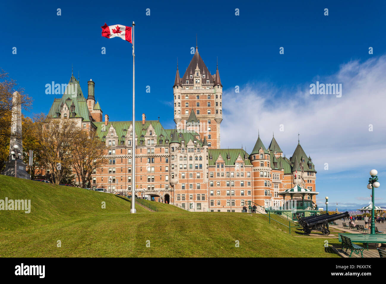 Canada Quebec, Quebec City, Chateau Frontenac e terrazza Dufferin Foto Stock
