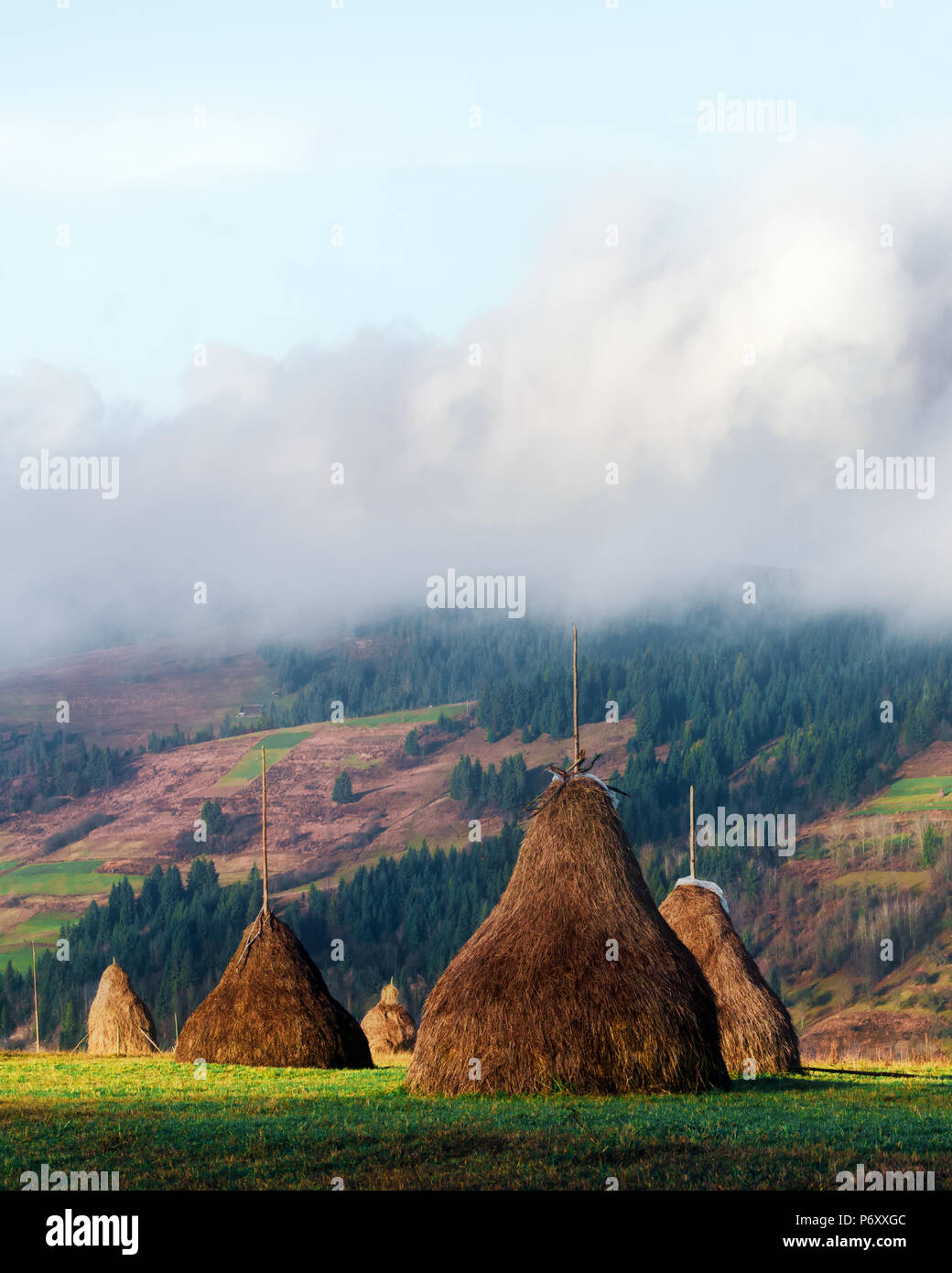 Incredibile scena rurale sulla valle di autunno Foto Stock