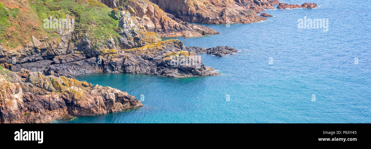 Panorama delle scogliere della costa sud, Guernsey Foto Stock