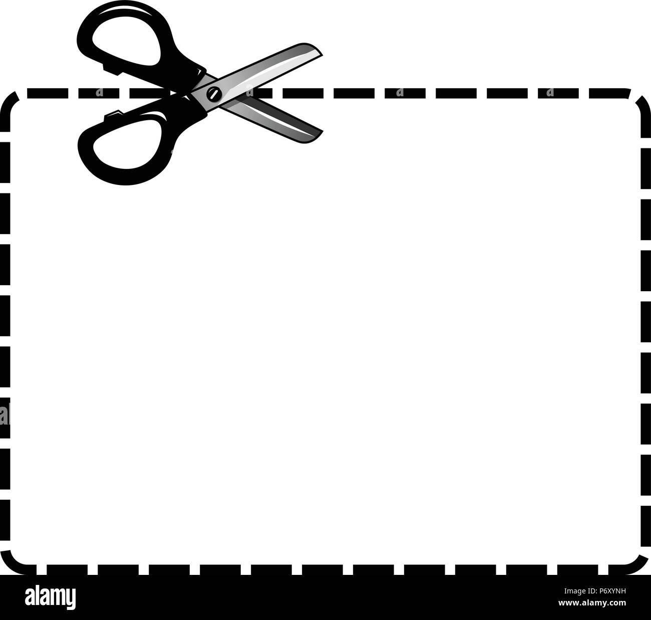 Coupon vuota isolata ritagliata con forbici Illustrazione Vettoriale
