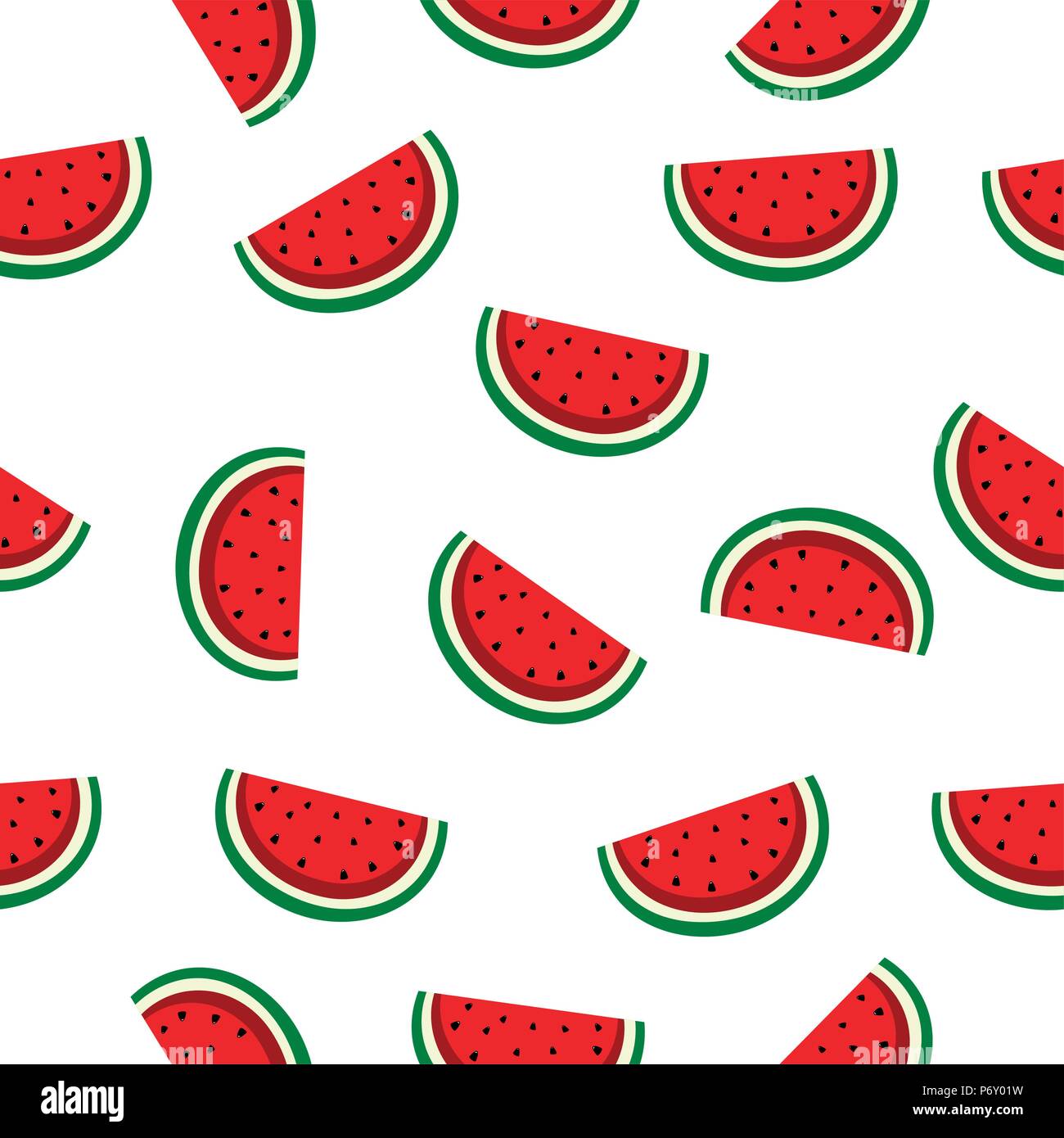 Fetta di cocomero senza giunture isolate di sfondo su bianco Illustrazione Vettoriale