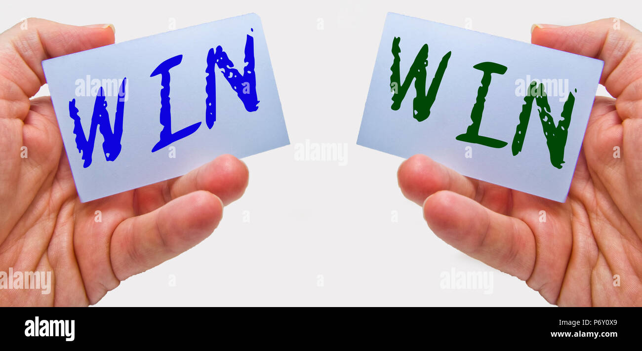 Win-win concept per il marketing e per le imprese di negoziazione Foto Stock