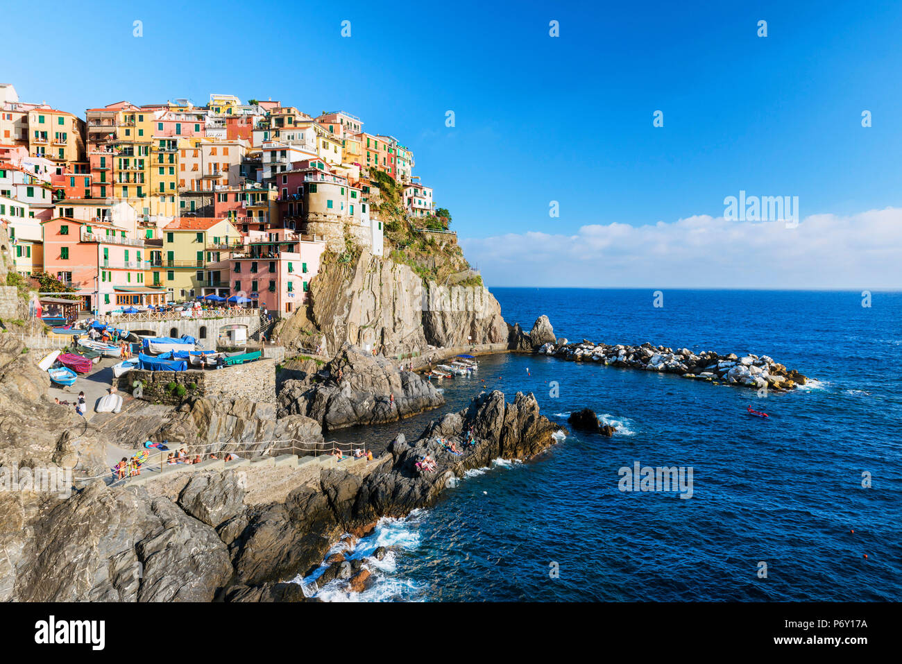 Manarola, Cinque Terre Liguria, Italia. Foto Stock