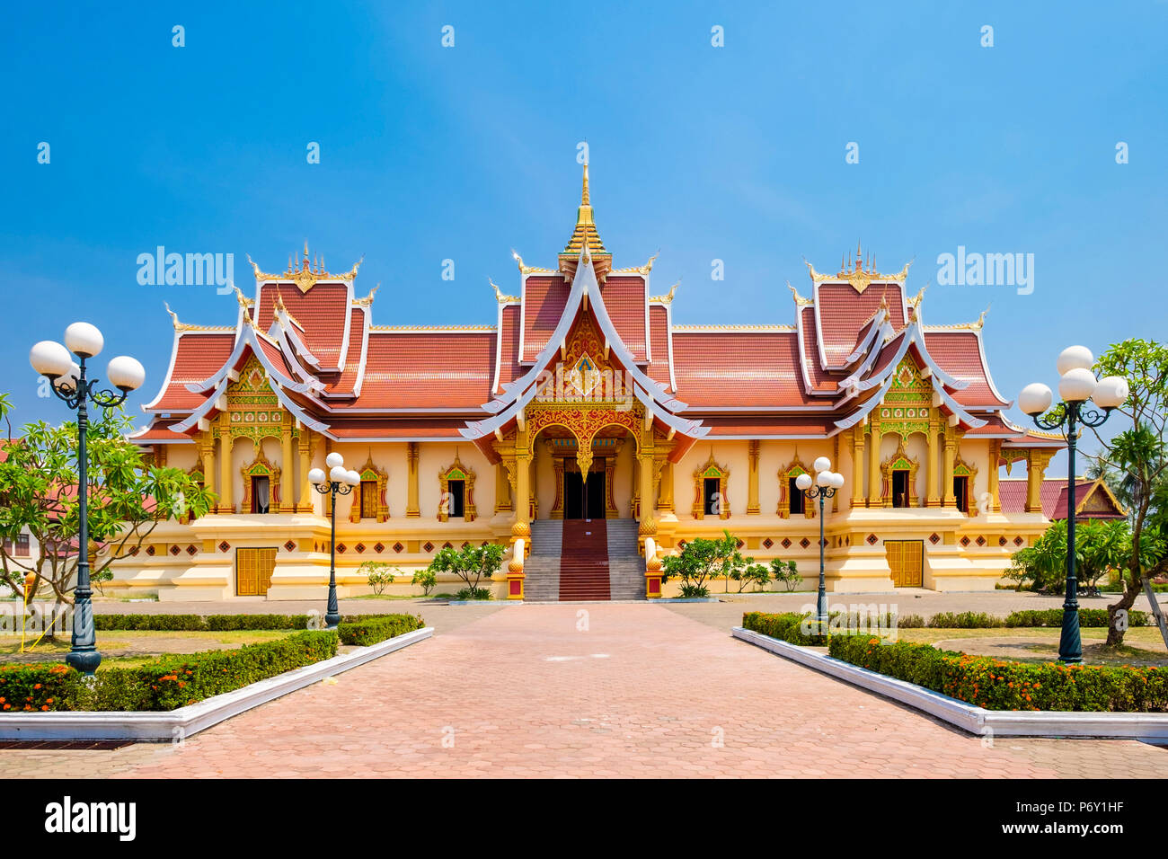 Wat Thatluang Neua, la residenza del patriarca supremo del Laos il Buddismo, Vientiane, Laos Foto Stock