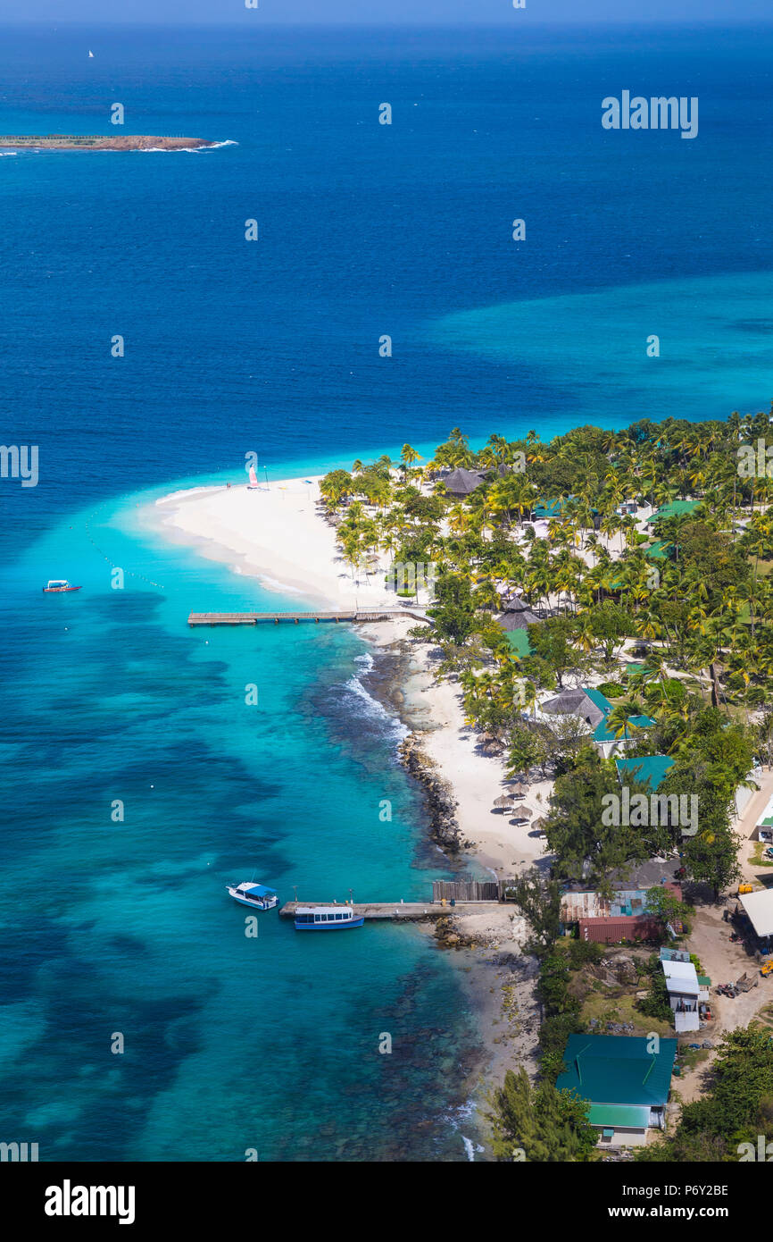 St Vincent e Grenadine, vista di Palm Island Resort, Palm Island Foto Stock