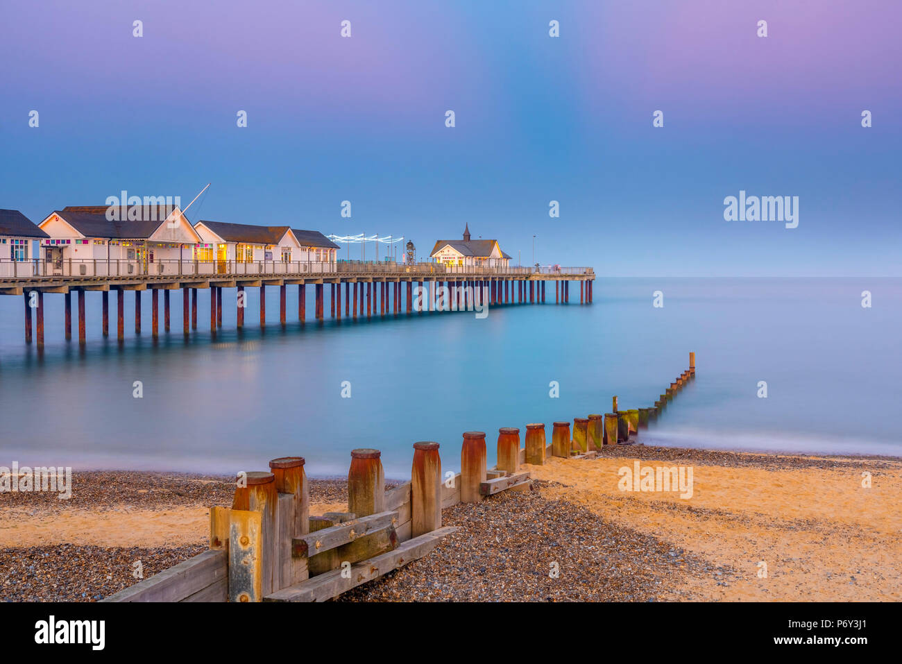 Regno Unito, Inghilterra, Suffolk, Southwold, Southwold Pier Foto Stock