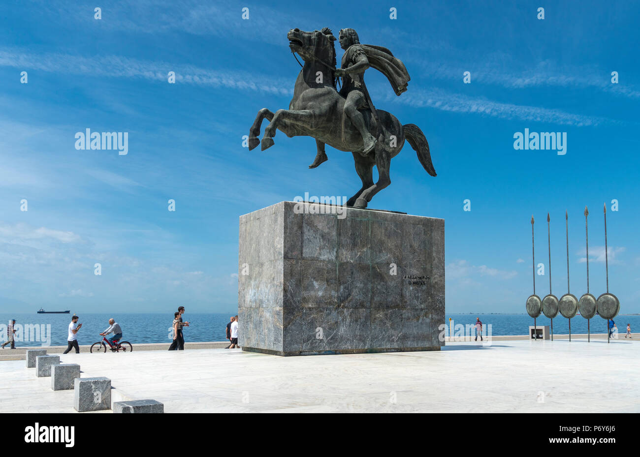 Alessandro il Grande la statua sul lungomare di Salonicco, Macedonia, Grecia settentrionale Foto Stock