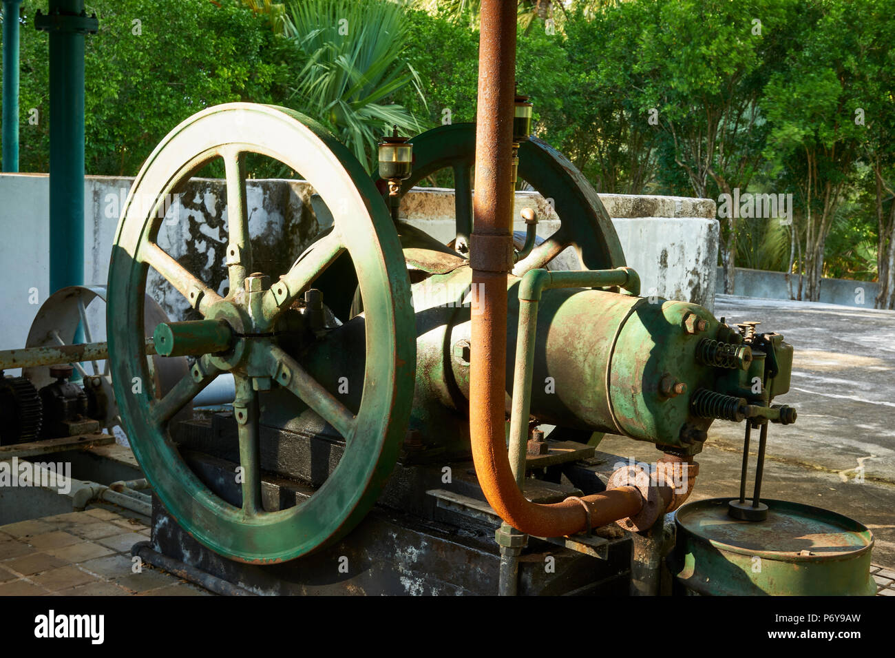 Pompa a Hacienda Yaxcopoil, un secolo XVII henequen plantation vicino a Merida, Yucatan, Messico, ora un museo, guest house e degli eventi. Foto Stock