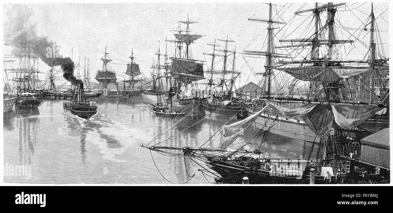 Incisione di Port Adelaide in South Australia, 1888. Dal pittoresco Atlas dell Australasia Vol 2, 1888 Foto Stock