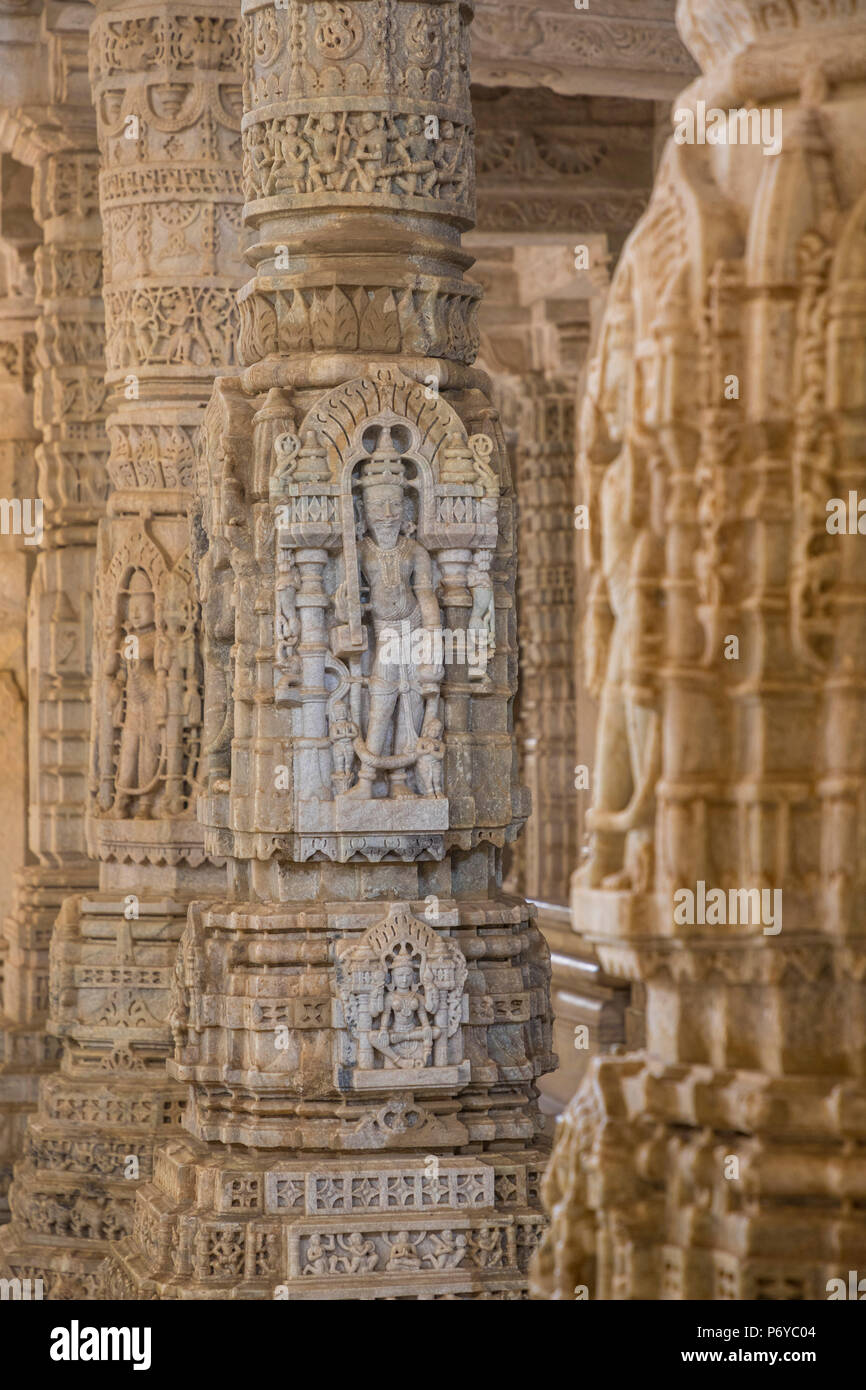 Tempio Jain di Ranakpur, Rajasthan, India Foto Stock