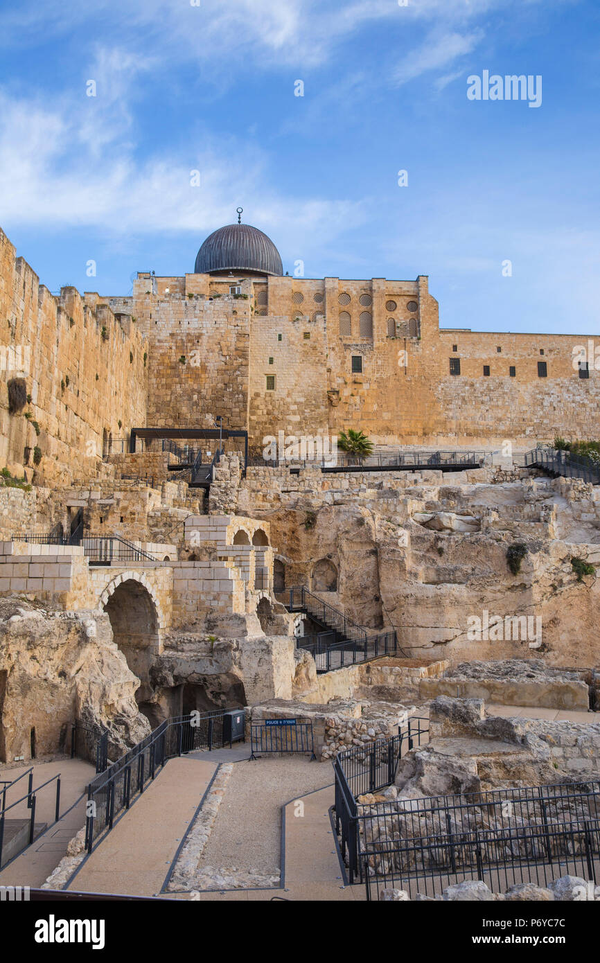 Israele, Gerusalemme, Gerusalemme Parco Archeologico e centro di Davidson, Parete Ofel Foto Stock