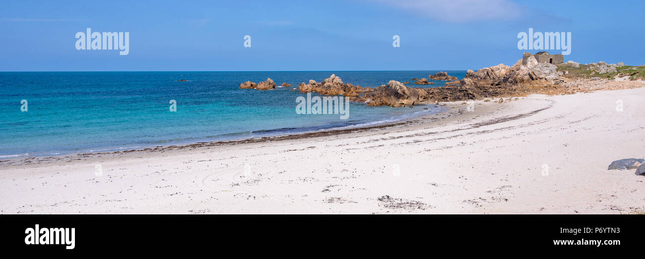 Panorama della baia di Jaonneuse, Guernsey Foto Stock