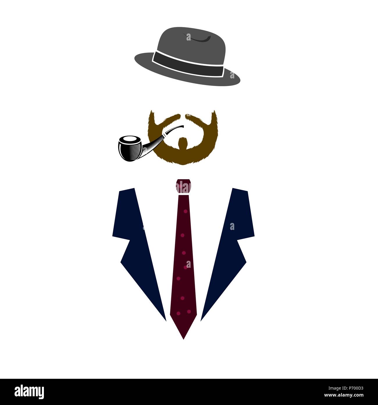 Gentleman Icond. Icona di uomo Illustrazione Vettoriale