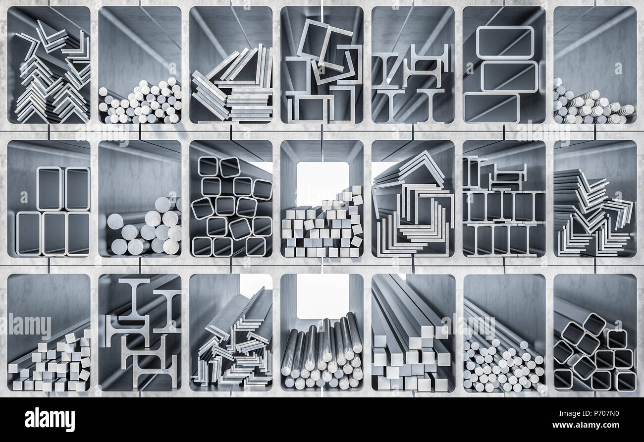 Profilo metallico produzione 3D rendering immagine Foto Stock