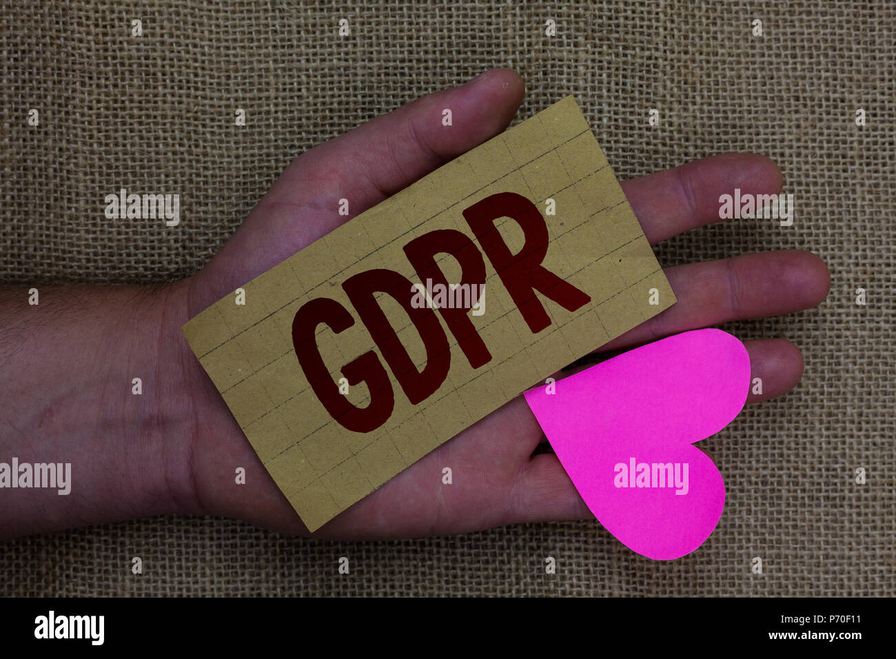 La scrittura della nota mostra il PILR. Business photo presentazione generale della protezione dei dati il Regolamento privacy leggi UE rispetto l'arte del legno memorie di lavoro incantevole amore Foto Stock