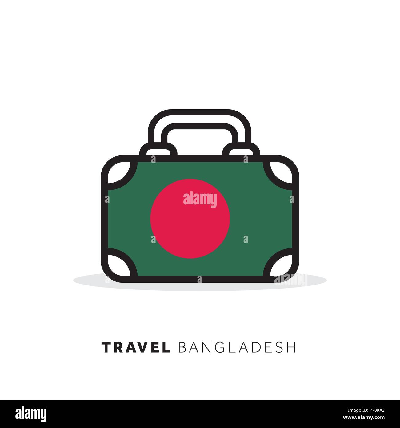 Bangladesh concetto di viaggio. Valigia icona vettore nazionale con la bandiera del paese Illustrazione Vettoriale