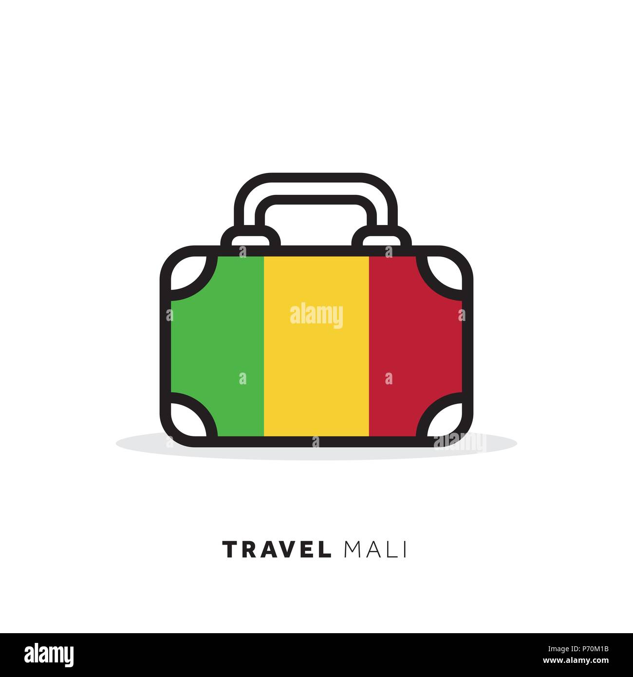 Mali concetto di viaggio. Valigia icona vettore nazionale con la bandiera del paese Illustrazione Vettoriale