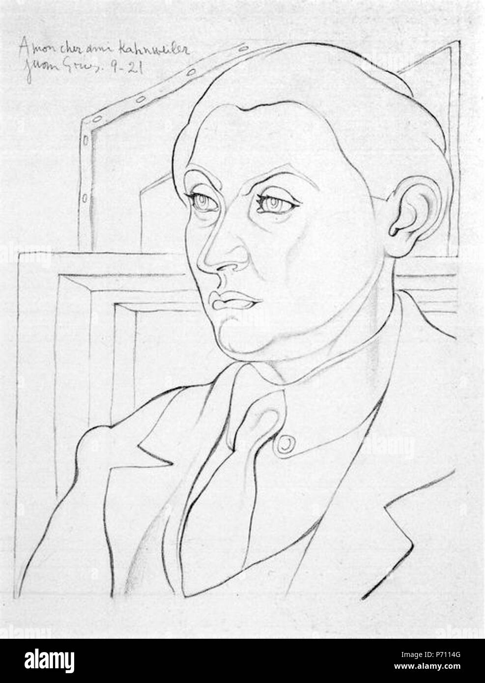 Deutsch: Juan Gris: Porträt Daniel-Henry Kahnweiler, 32,5 x 26 cm, Bleistift auf Papier, Musée National d'Art Moderne, Centro Georges Pompidou di Parigi . 1921 149 Juan Gris Daniel-Henry Kahnweiler 1921 Foto Stock