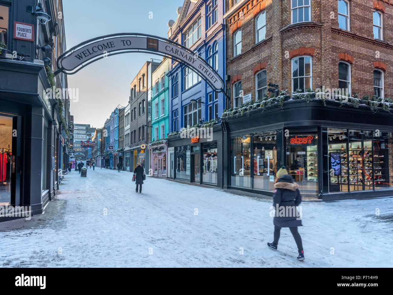 Carnaby Street in inverno, il West End di Londra, Inghilterra, Regno Unito, Europa Foto Stock