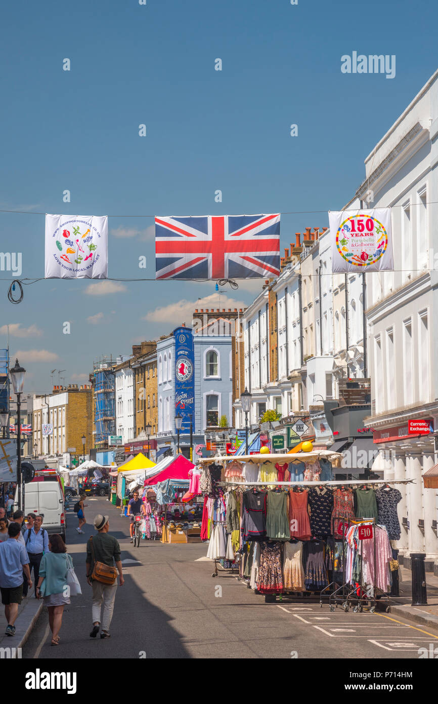 Il Mercato di Portobello, Portobello Road, Kensington e Chelsea, London, England, Regno Unito, Europa Foto Stock