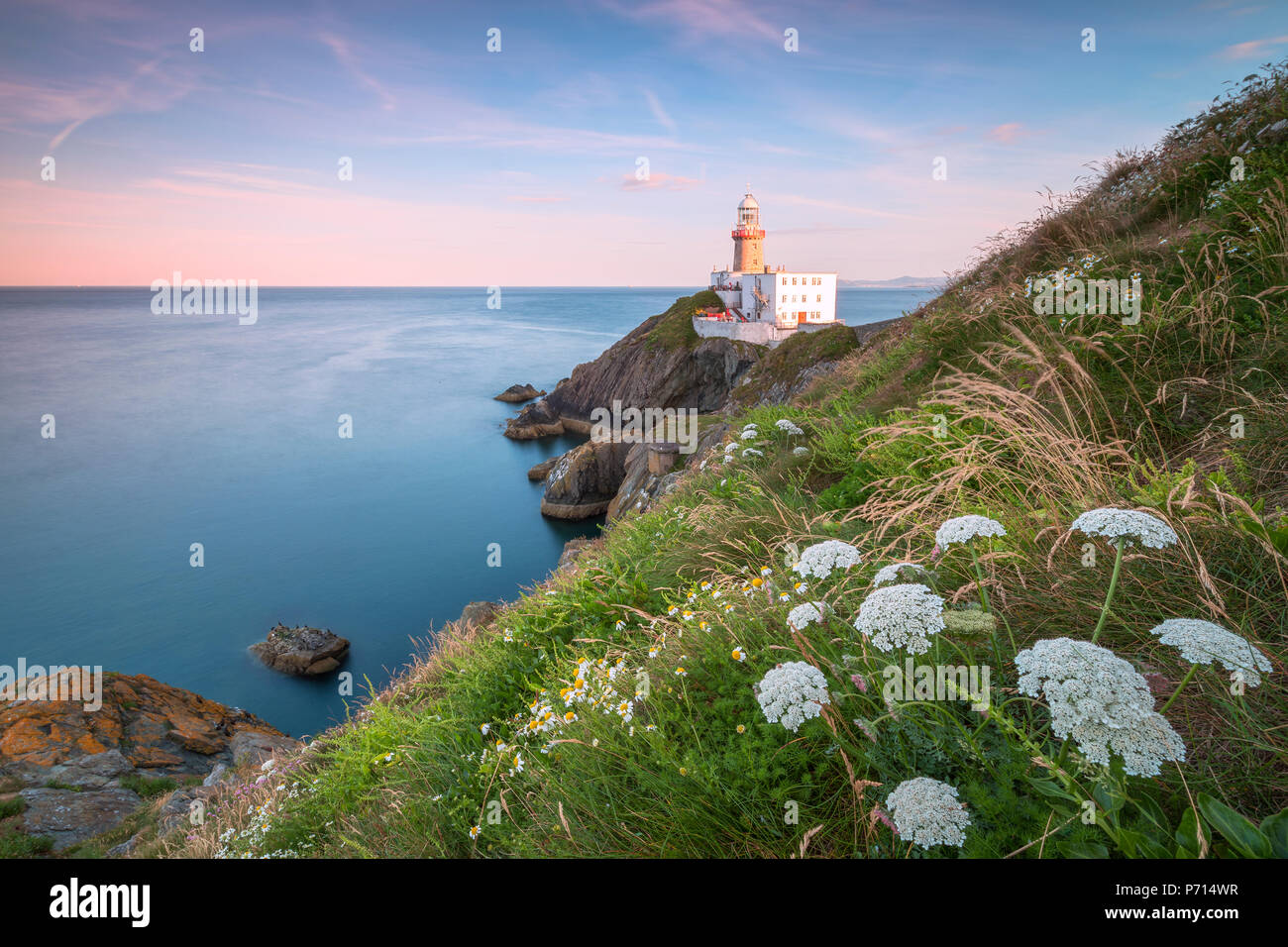 Baily Lighthouse, Howth, County Dublin, Repubblica di Irlanda, Europa Foto Stock