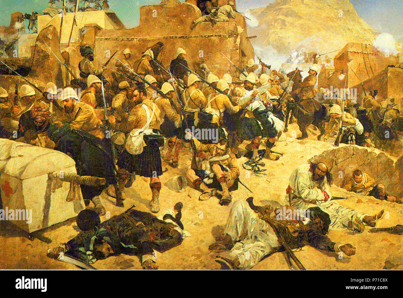 92Montanari e 2° Gurkhas storming il Gaudi Mullah Sahibdad a Kandahar 1 settembre 1880. Fine del XIX secolo 15 battaglia in Afghanistan Foto Stock