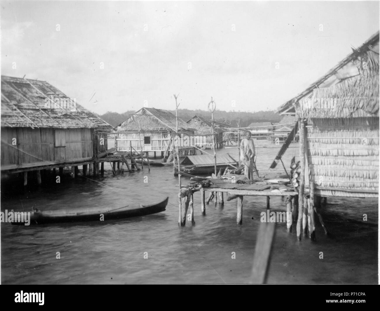31 Hus i byn. Byn är en pålbyggnadsby. Kalombatang. Indonesien - SMVK - 000325 Foto Stock