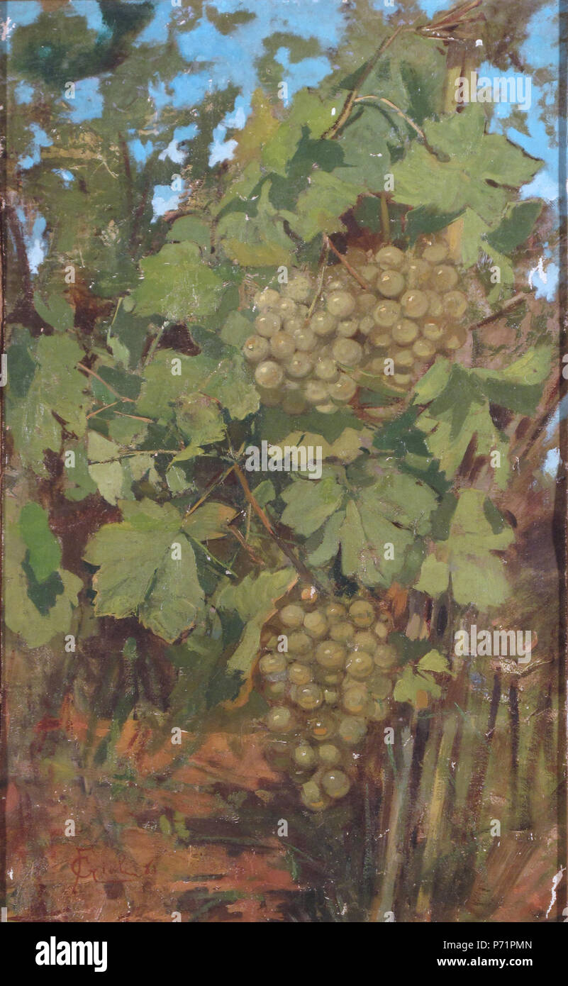 Italiano: olio su tavola, dimensione 46x26 cm firmato in basso a sinistra - (Lucca, collezione Lorenzo Pacini) . 9 maggio 2014, 16:20:34 20 Francesco Gioli le viti Foto Stock